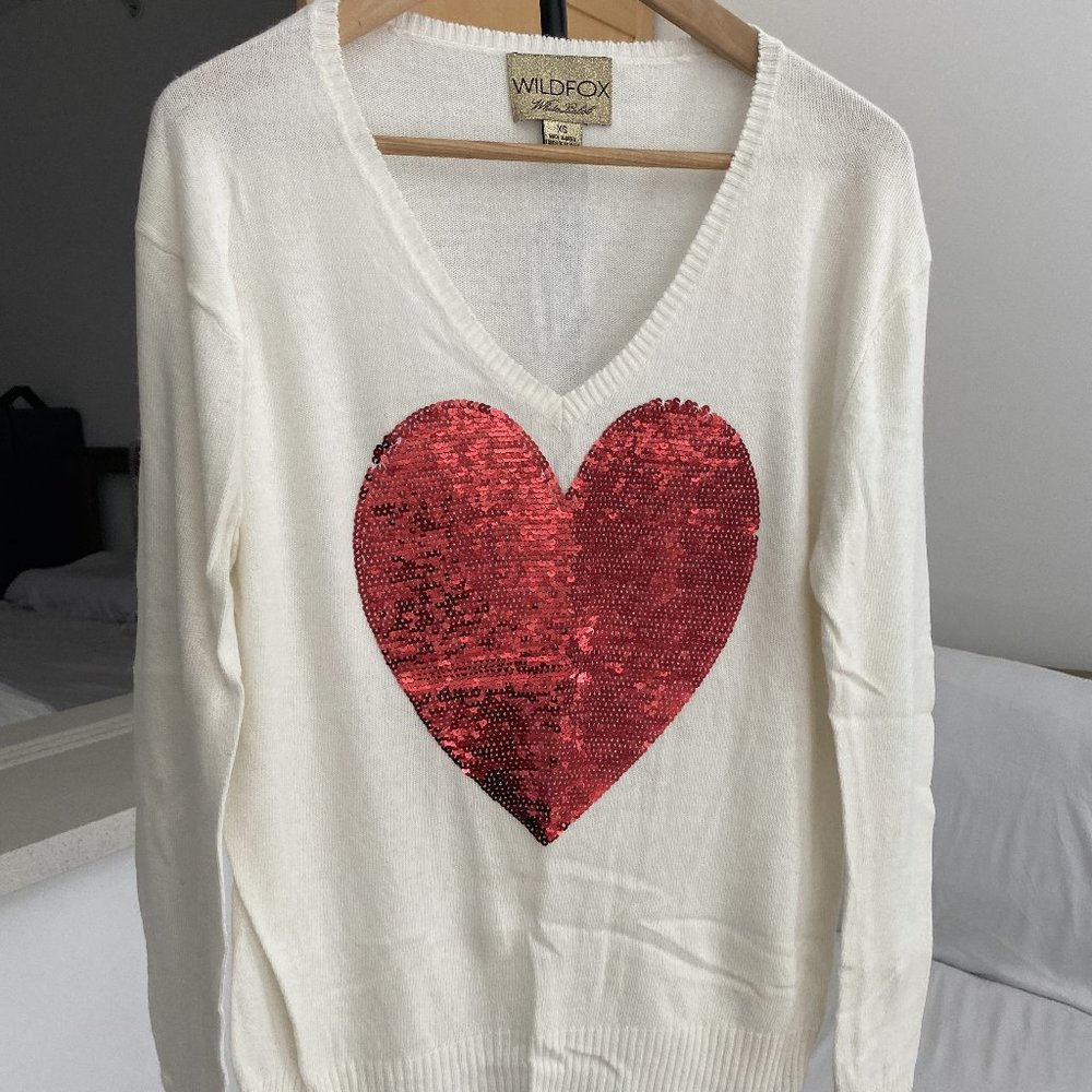 Wildfox White Label - Heart Sequin Sweater - XS